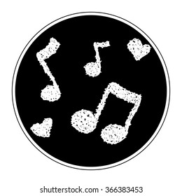 Simple hand drawn doodle of a music note