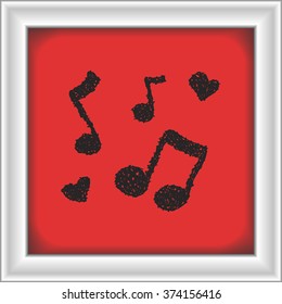 Simple hand drawn doodle of a music note
