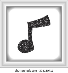 Simple hand drawn doodle of a music note