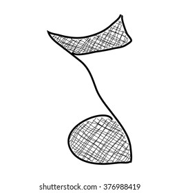 Simple hand drawn doodle of a music note