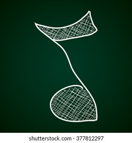 Simple hand drawn doodle of a music note