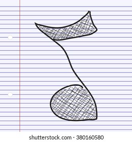 Simple hand drawn doodle of a music note
