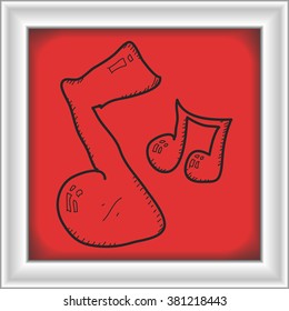 Simple hand drawn doodle of a music note