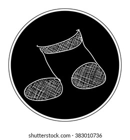 Simple hand drawn doodle of a music note