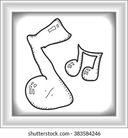 Simple hand drawn doodle of a music note