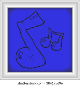 Simple hand drawn doodle of a music note