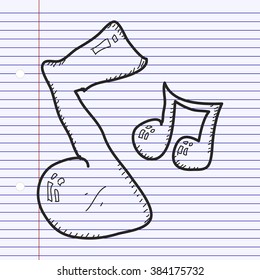 Simple hand drawn doodle of a music note