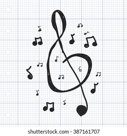 Simple hand drawn doodle of music symbols