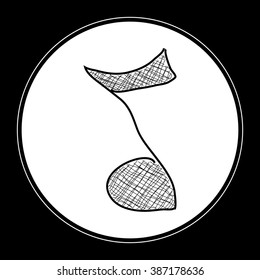 Simple hand drawn doodle of a music note