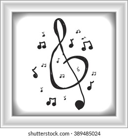 Simple hand drawn doodle of music symbols