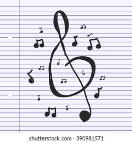 Simple hand drawn doodle of music symbols