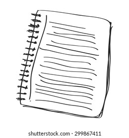 Simple hand drawn doodle of a notebook