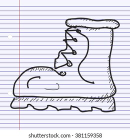 Simple hand drawn doodle of an old boot