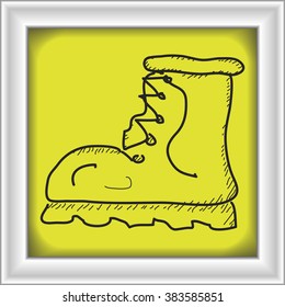 Simple hand drawn doodle of an old boot