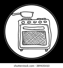 Simple hand drawn doodle of an oven