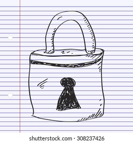 Simple hand drawn doodle of a padlock