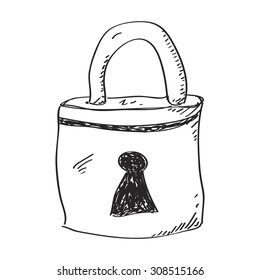 Simple hand drawn doodle of a padlock