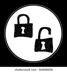 Simple hand drawn doodle of a padlock