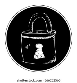 Simple hand drawn doodle of a padlock