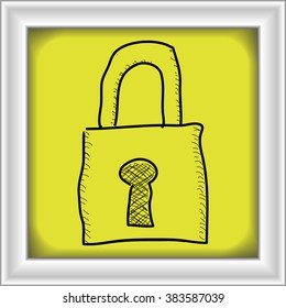 Simple hand drawn doodle of a padlock