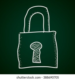 Simple hand drawn doodle of a padlock