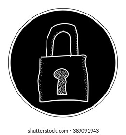 Simple hand drawn doodle of a padlock