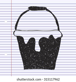 Simple hand drawn doodle of a paint bucket