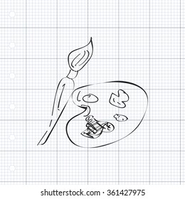 Simple hand drawn doodle of a paint pallet