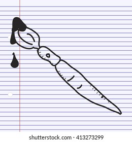 Simple hand drawn doodle of a paintbrush