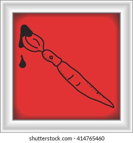 Simple hand drawn doodle of a paintbrush