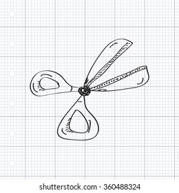 Simple hand drawn doodle of a pair of scissors