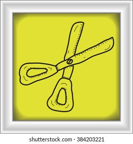 Simple hand drawn doodle of a pair of scissors