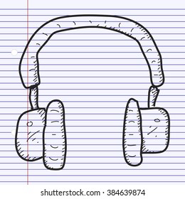 Simple hand drawn doodle of a pair of headphones