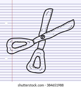 Simple hand drawn doodle of a pair of scissors