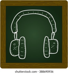 Simple hand drawn doodle of a pair of headphones