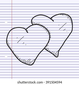 Simple hand drawn doodle of a pair of hearts