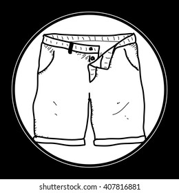 Simple hand drawn doodle of a pair of shorts