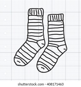 Simple hand drawn doodle of a pair of socks