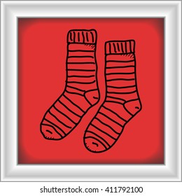 Simple hand drawn doodle of a pair of socks
