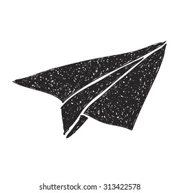 Simple hand drawn doodle of a paper aeroplane