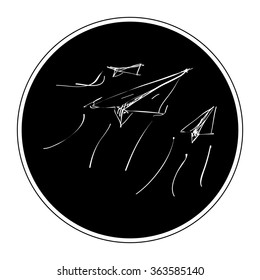 Simple hand drawn doodle of a paper aeroplane