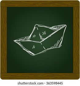 Simple hand drawn doodle of a paper boat