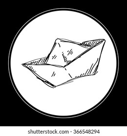 Simple hand drawn doodle of a paper boat
