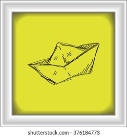 Simple hand drawn doodle of a paper boat