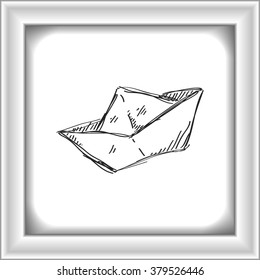 Simple hand drawn doodle of a paper boat