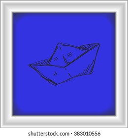 Simple hand drawn doodle of a paper boat