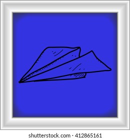 Simple hand drawn doodle of a paper aeroplane
