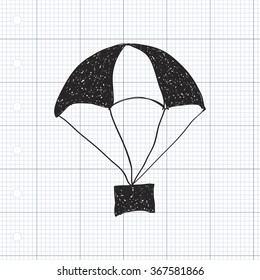 Simple hand drawn doodle of a parachute