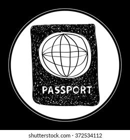 Simple hand drawn doodle of a passport