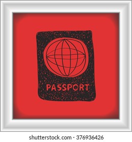 Simple hand drawn doodle of a passport
